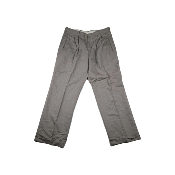 Men's Pleated Cuffed Dress Pants Size 36x29 Beige Taupe USA Made - Picture 1 of 8
